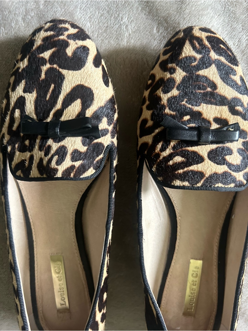 Louise et Cie Leopard-Print Loafers in Tan and Black with Bow Detail - Picture 2 of 8